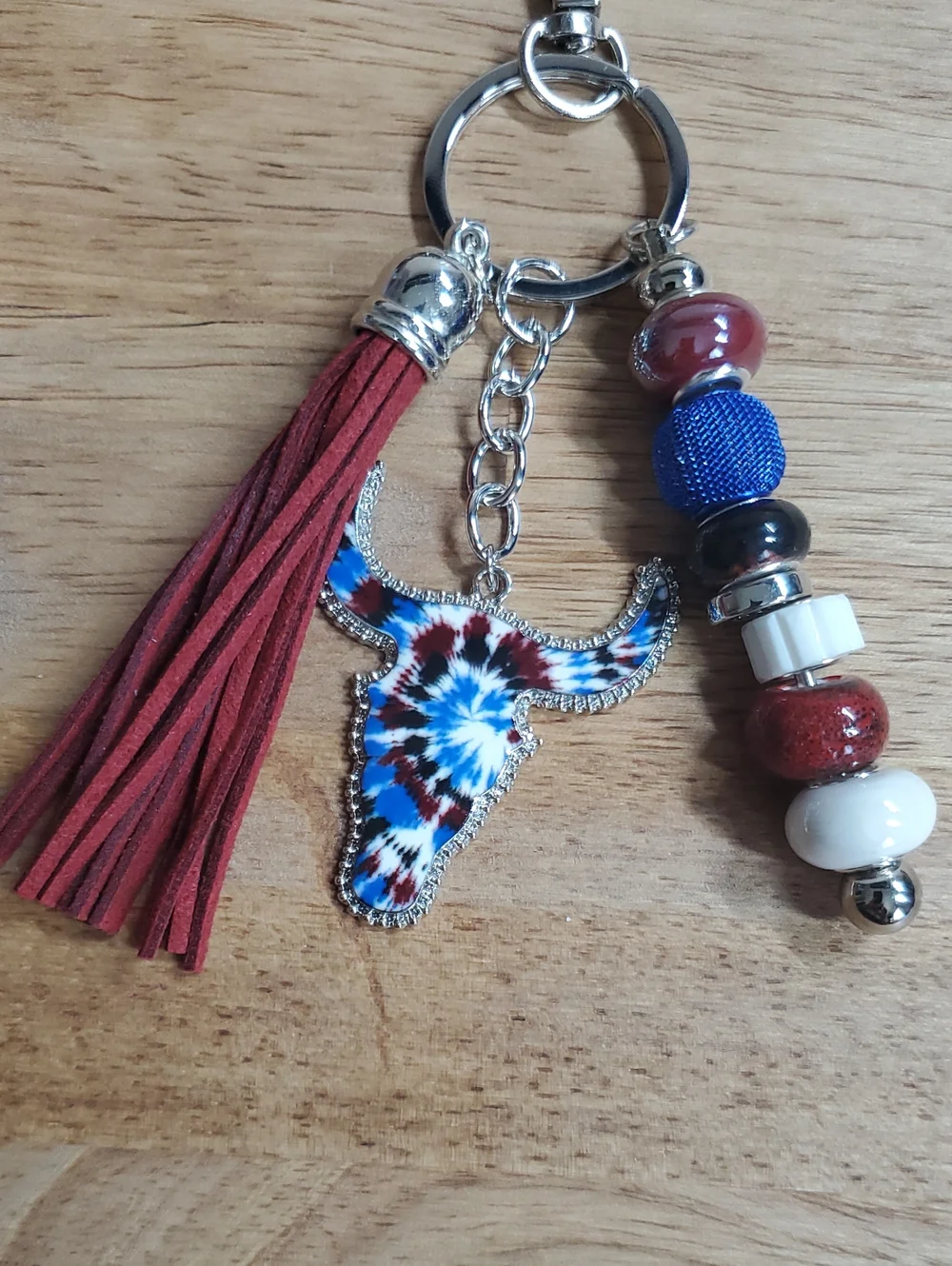 Western Style Blue And Brown Keychain